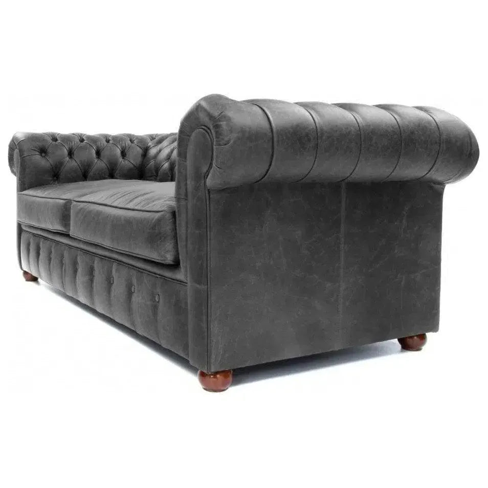 Miller Grey Chesterfield Leather Sofa Made to Order