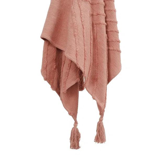 Milo Boho Cotton Throw Blanket-Outdoor Blankets-LOOMLAN-Coral-LOOMLAN