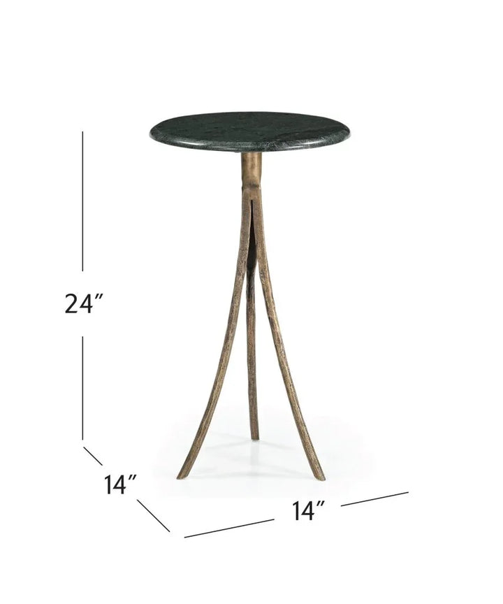 Milo Green Marble Round Accent Table - LOOMLAN - Bassett Mirror - Side Tables