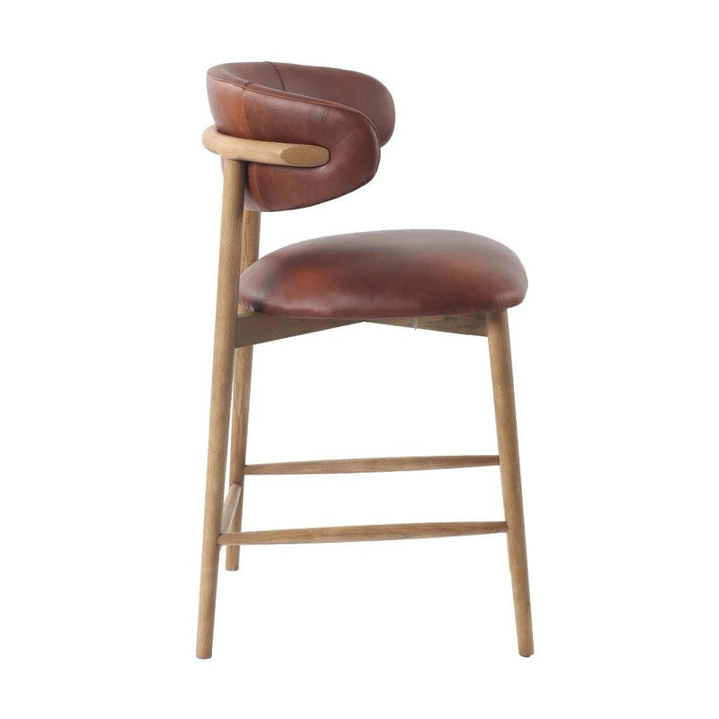 Milo Luxurious Leather Counter Stool-Counter Stools-LH Imports-LOOMLAN