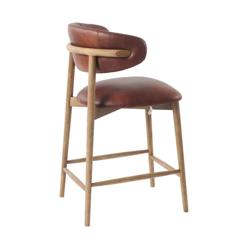 Milo Luxurious Leather Counter Stool-Counter Stools-LH Imports-LOOMLAN