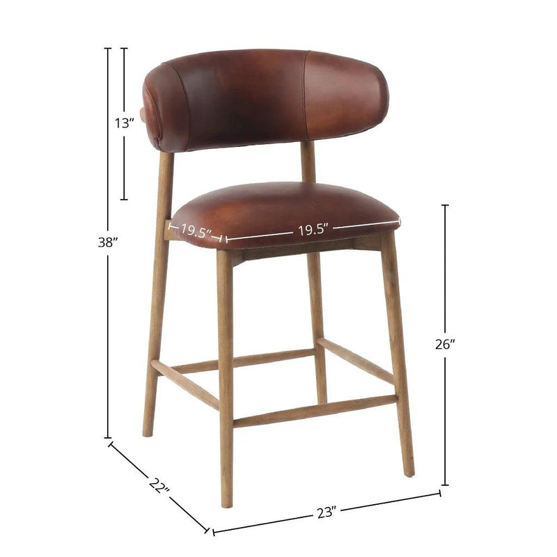 Milo Luxurious Leather Counter Stool-Counter Stools-LH Imports-LOOMLAN