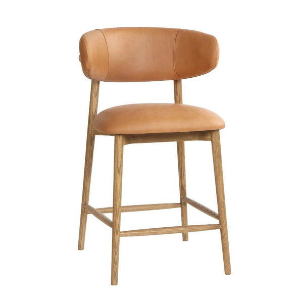 Milo Luxurious Leather Counter Stool-Counter Stools-LH Imports-Hazelnut-LOOMLAN