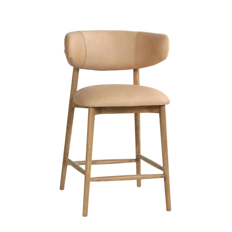 Milo Luxurious Leather Counter Stool-Counter Stools-LH Imports-Nude-LOOMLAN