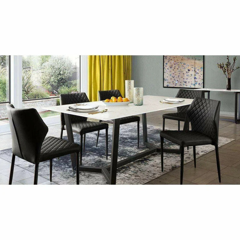 Milo Modern Dining Chairs Black Leather Set of 4 Dining Chairs LOOMLAN By Diamond Sofa