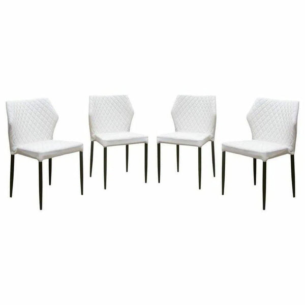 Milo Modern Dining Chairs White Leather Set of 4 Dining Chairs LOOMLAN By Diamond Sofa