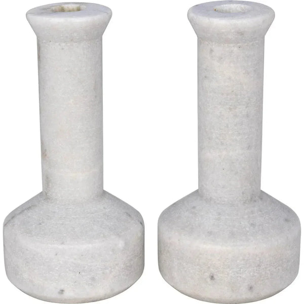 Milos Decorative Marble Candle Holder 2PC - LOOMLAN - Noir - Candle Holders