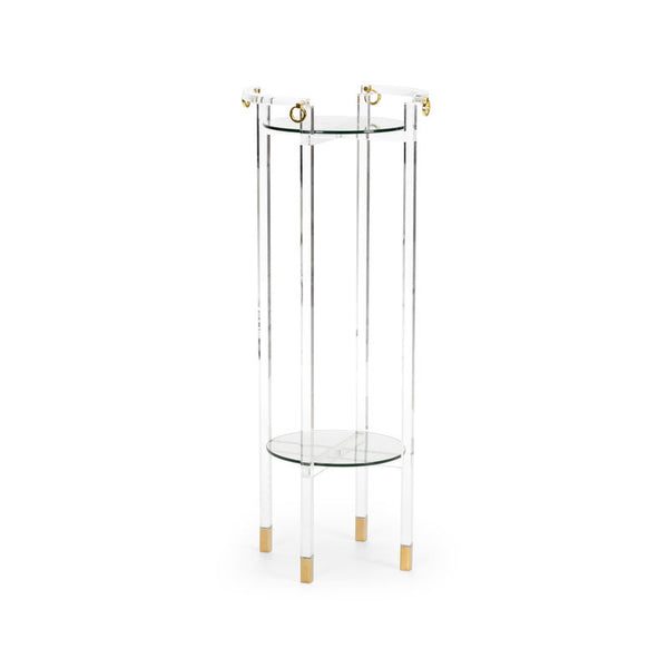 Milton Acrylic Framed Clear Pedestal-Side Tables-Chelsea House-LOOMLAN