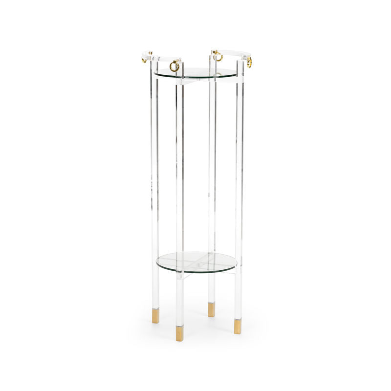 Milton Acrylic Framed Clear Pedestal-Side Tables-Chelsea House-LOOMLAN