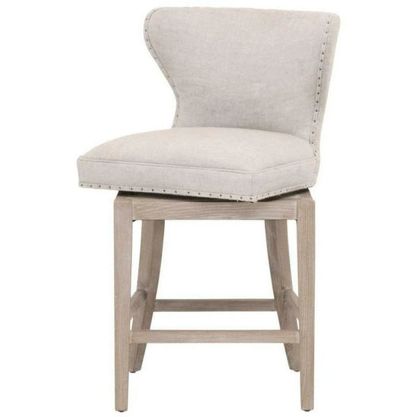 Milton Swivel Counter Stool Bisque French Linen Ash Counter Stools LOOMLAN By Essentials For Living