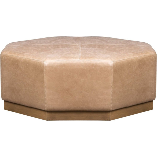 Olivia + Quinn-Mingle Leather In Collins Celadon Ottoman-Ottomans-LOOMLAN