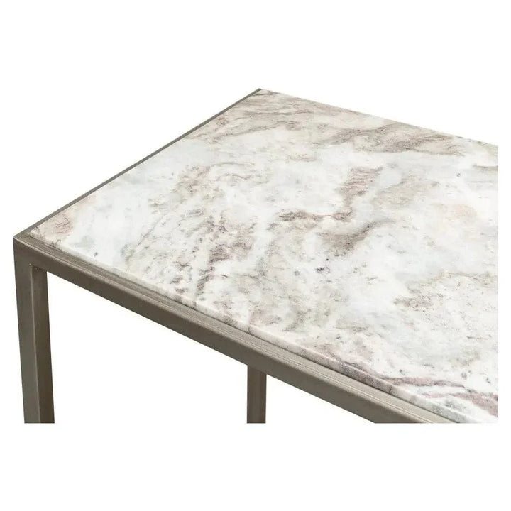 Minimal Console Table Marble Top Iron Frame - LOOMLAN - Sarreid - Console Tables