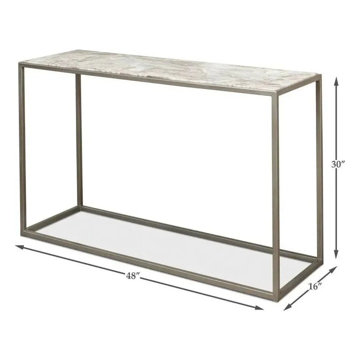 Minimal Console Table Marble Top Iron Frame - LOOMLAN - Sarreid - Console Tables