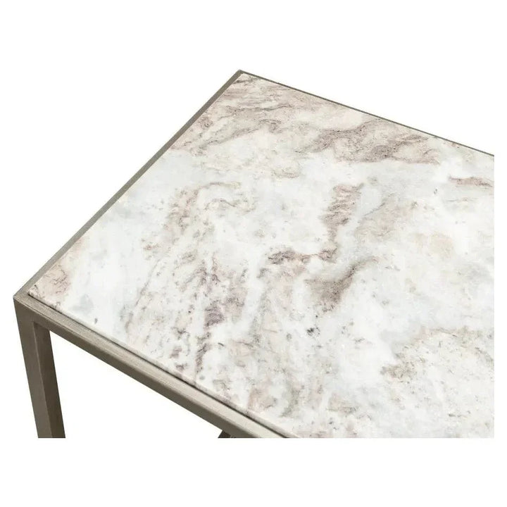 Minimal Console Table Marble Top Iron Frame - LOOMLAN - Sarreid - Console Tables