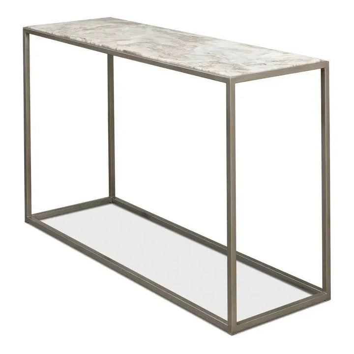 Minimal Console Table Marble Top Iron Frame - LOOMLAN - Sarreid - Console Tables