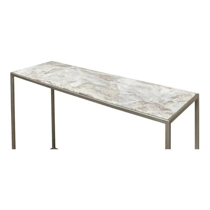 Minimal Console Table Marble Top Iron Frame - LOOMLAN - Sarreid - Console Tables