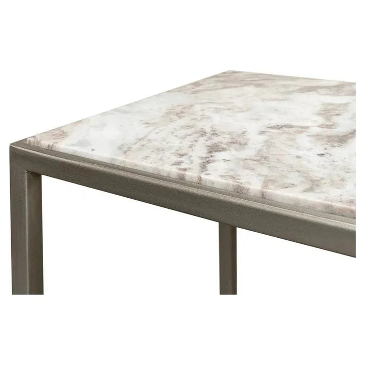 Minimal Console Table Marble Top Iron Frame - LOOMLAN - Sarreid - Console Tables