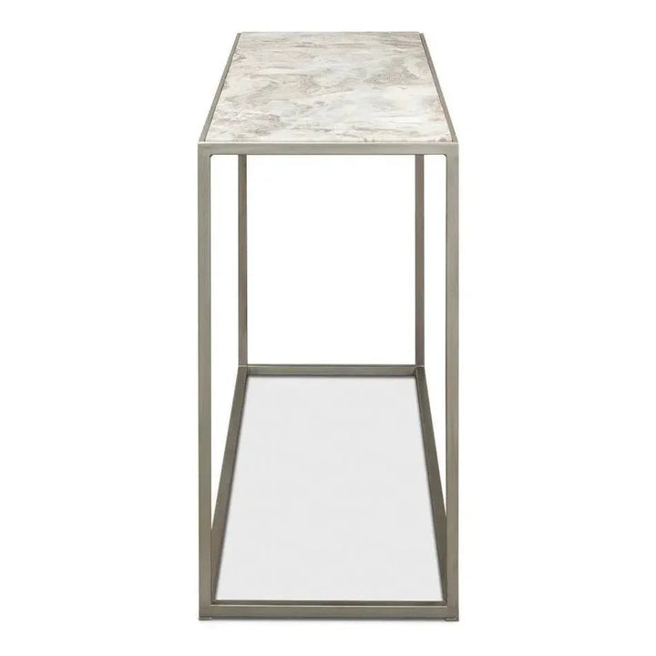 Minimal Console Table Marble Top Iron Frame - LOOMLAN - Sarreid - Console Tables