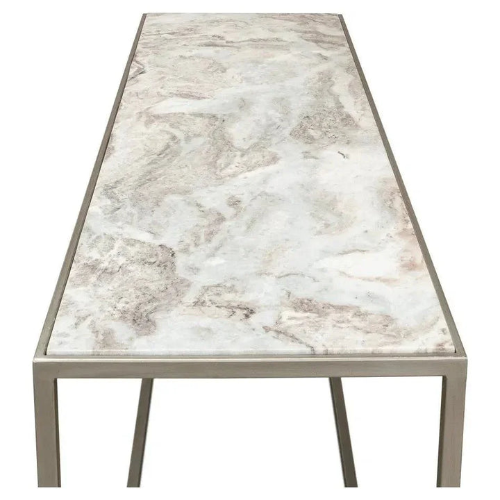 Minimal Console Table Marble Top Iron Frame - LOOMLAN - Sarreid - Console Tables