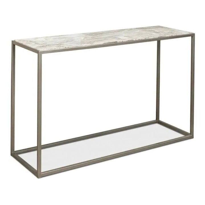 Minimal Console Table Marble Top Iron Frame - LOOMLAN - Sarreid - Console Tables