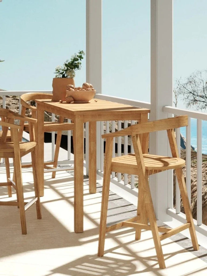 Teak Counter Height Patio Table 60 Inch | LOOMLAN