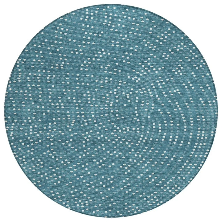 Mirelia Teal Washable Indoor-Outdoor Rug-Outdoor Rugs-LOOMLAN Rugs-8' x 8'-LOOMLAN