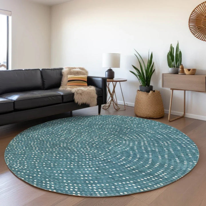 Mirelia Teal Washable Indoor-Outdoor Rug-Outdoor Rugs-LOOMLAN Rugs-LOOMLAN