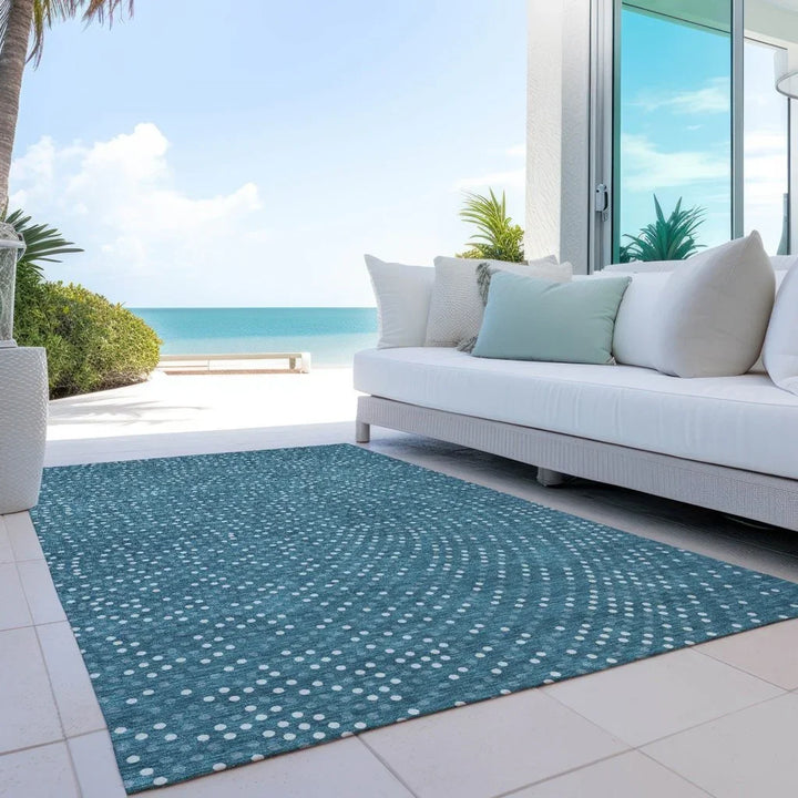 Mirelia Teal Washable Indoor-Outdoor Rug-Outdoor Rugs-LOOMLAN Rugs-LOOMLAN