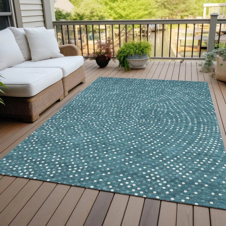 Mirelia Teal Washable Indoor-Outdoor Rug-Outdoor Rugs-LOOMLAN Rugs-LOOMLAN