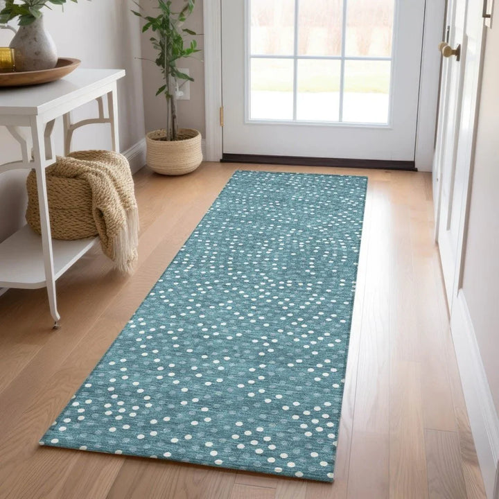 Mirelia Teal Washable Indoor-Outdoor Rug-Outdoor Rugs-LOOMLAN Rugs-LOOMLAN