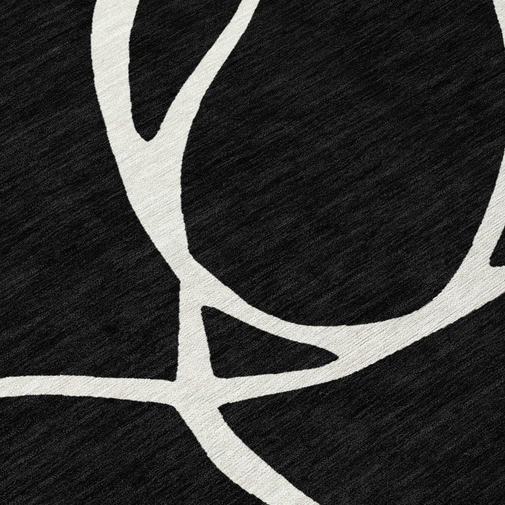 Mirelle Black Washable Indoor-Outdoor Rug-Outdoor Rugs-LOOMLAN Rugs-LOOMLAN