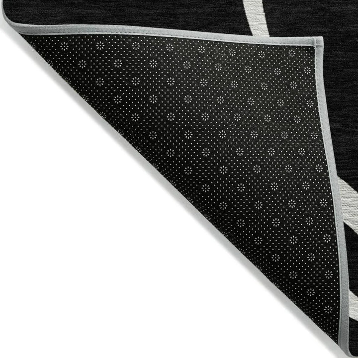 Mirelle Black Washable Indoor-Outdoor Rug-Outdoor Rugs-LOOMLAN Rugs-LOOMLAN