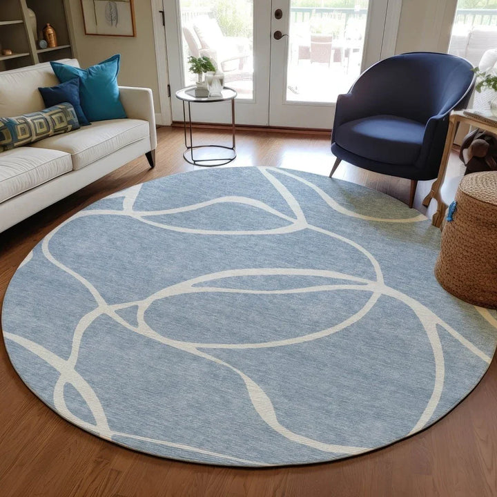 Mirelle Blue Washable Indoor-Outdoor Rug-Outdoor Rugs-LOOMLAN Rugs-LOOMLAN