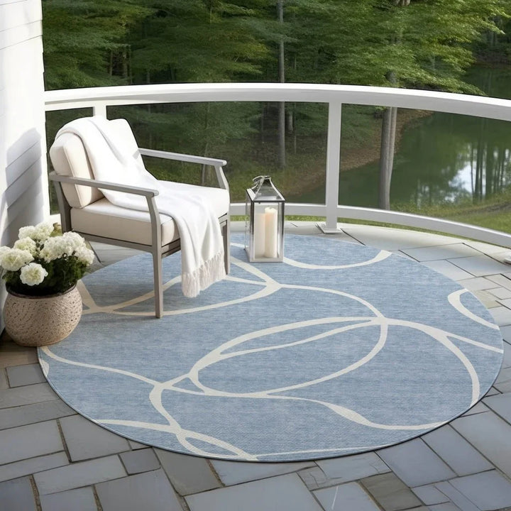 Mirelle Blue Washable Indoor-Outdoor Rug-Outdoor Rugs-LOOMLAN Rugs-LOOMLAN