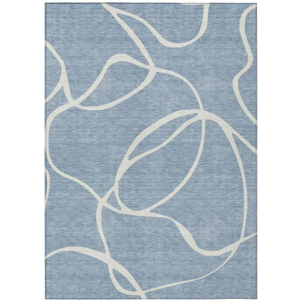 Mirelle Blue Washable Indoor-Outdoor Rug-Outdoor Rugs-LOOMLAN Rugs-2'6" x 3'10"-LOOMLAN