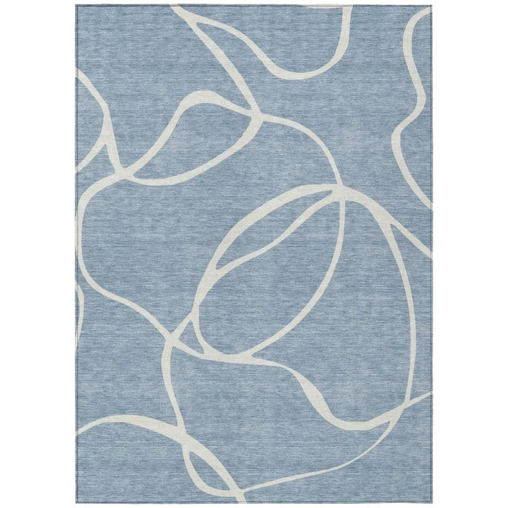 Mirelle Blue Washable Indoor-Outdoor Rug-Outdoor Rugs-LOOMLAN Rugs-2'6" x 3'10"-LOOMLAN