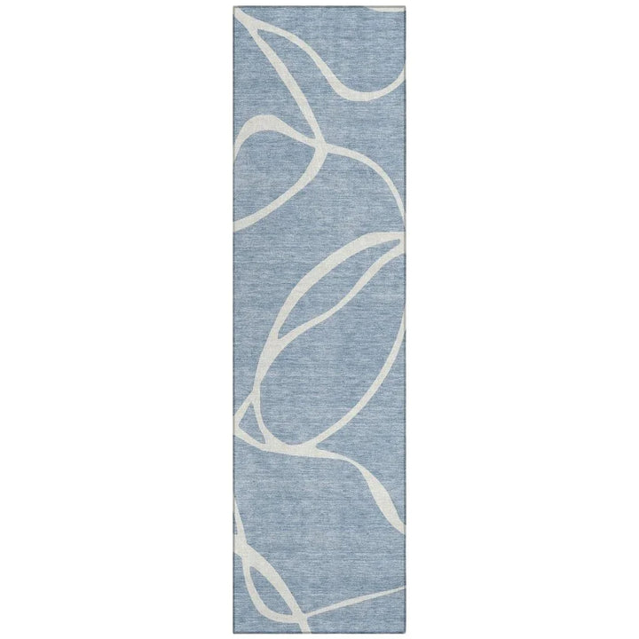 Mirelle Blue Washable Indoor-Outdoor Rug-Outdoor Rugs-LOOMLAN Rugs-2'3" x 7'6"-LOOMLAN