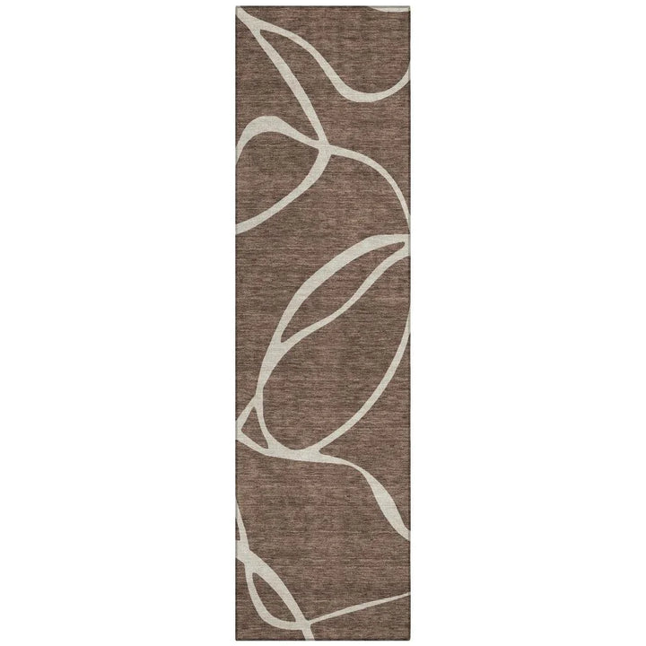 Mirelle Brown Washable Indoor-Outdoor Rug-Outdoor Rugs-LOOMLAN Rugs-2'3" x 7'6"-LOOMLAN