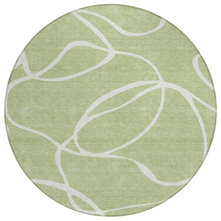 Mirelle Green Washable Indoor-Outdoor Rug-Outdoor Rugs-LOOMLAN Rugs-8' x 8'-LOOMLAN
