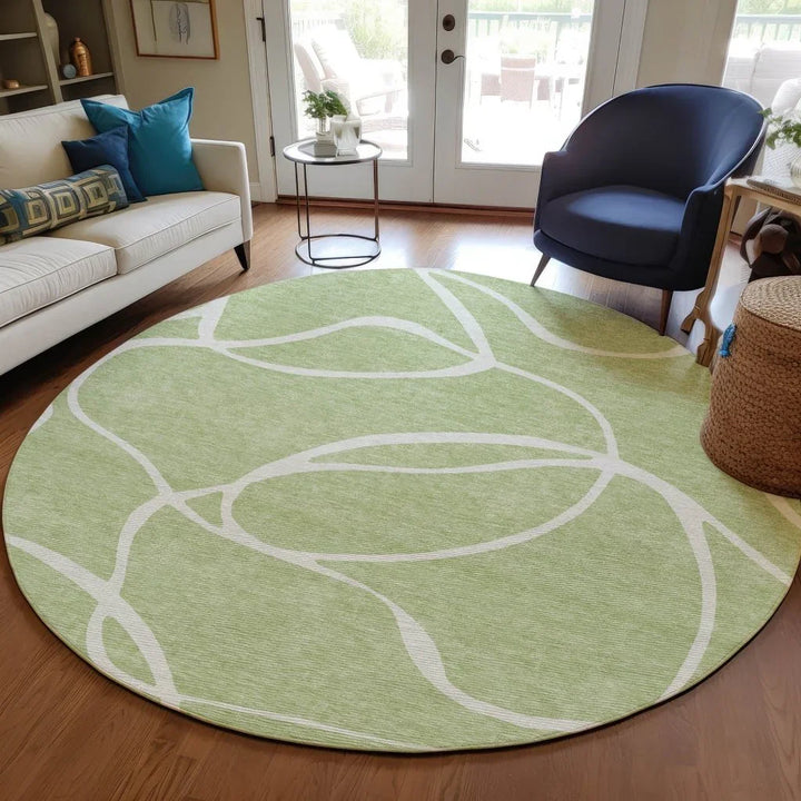Mirelle Green Washable Indoor-Outdoor Rug-Outdoor Rugs-LOOMLAN Rugs-LOOMLAN