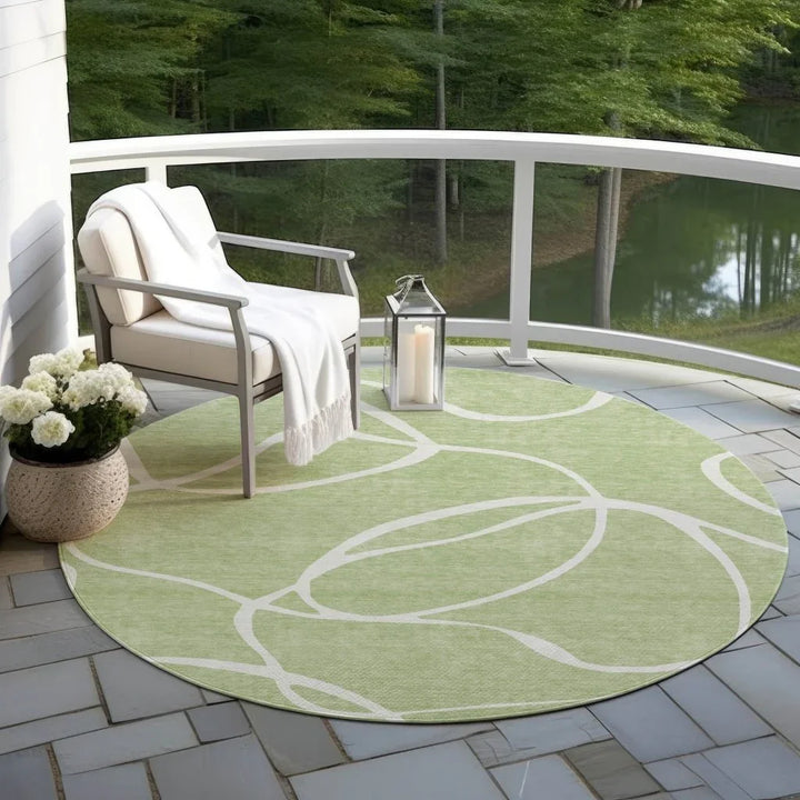 Mirelle Green Washable Indoor-Outdoor Rug-Outdoor Rugs-LOOMLAN Rugs-LOOMLAN