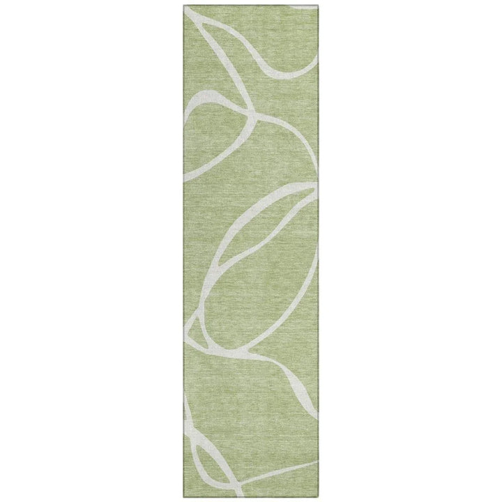 Mirelle Green Washable Indoor-Outdoor Rug-Outdoor Rugs-LOOMLAN Rugs-2'3" x 7'6"-LOOMLAN