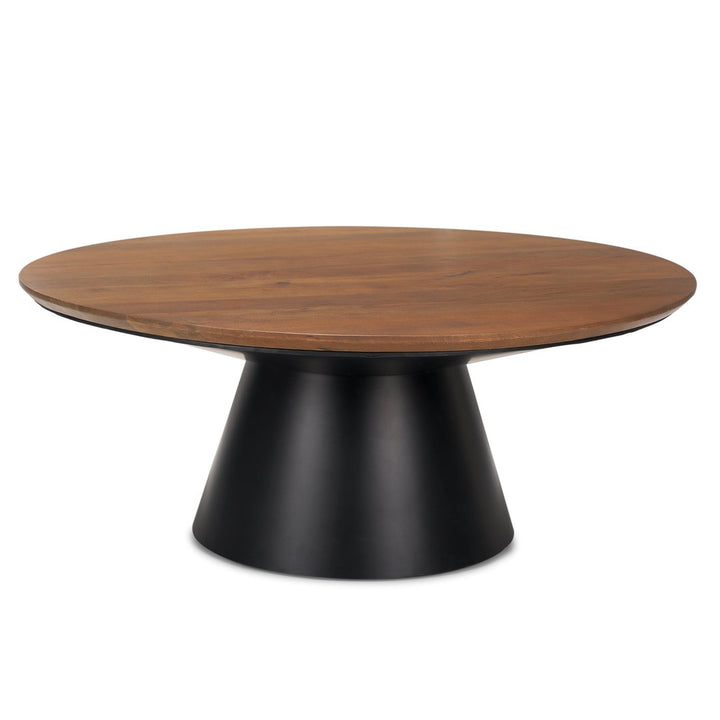 Get Mitchell Black Metal Base Brown Wood Top Coffee Table – LOOMLAN