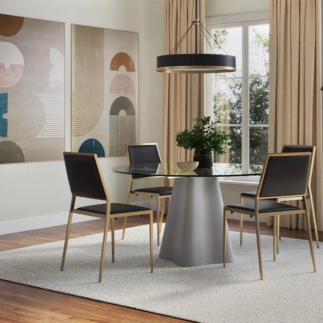 Moda Concrete Based Glass Round Dining Table