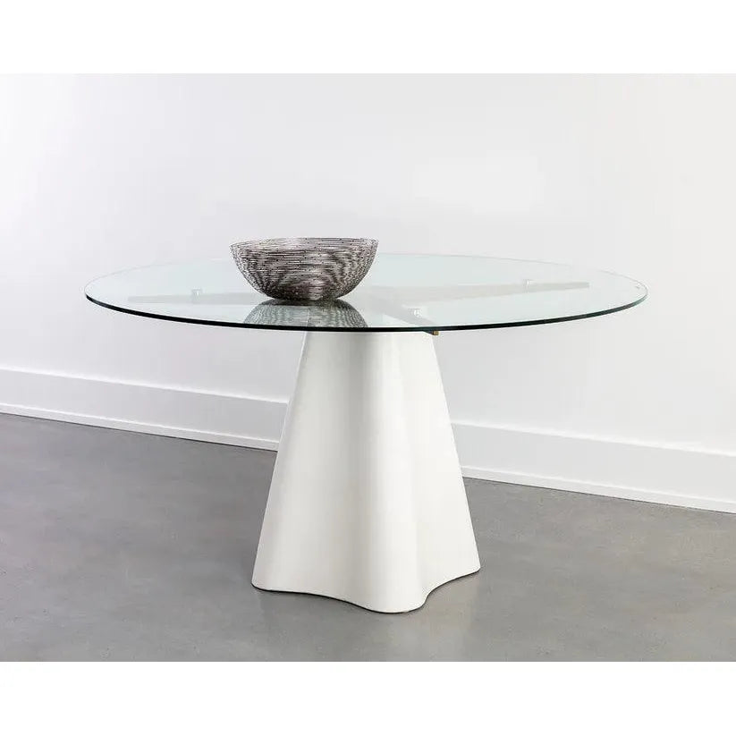 Moda Concrete Based Glass Round Dining Table