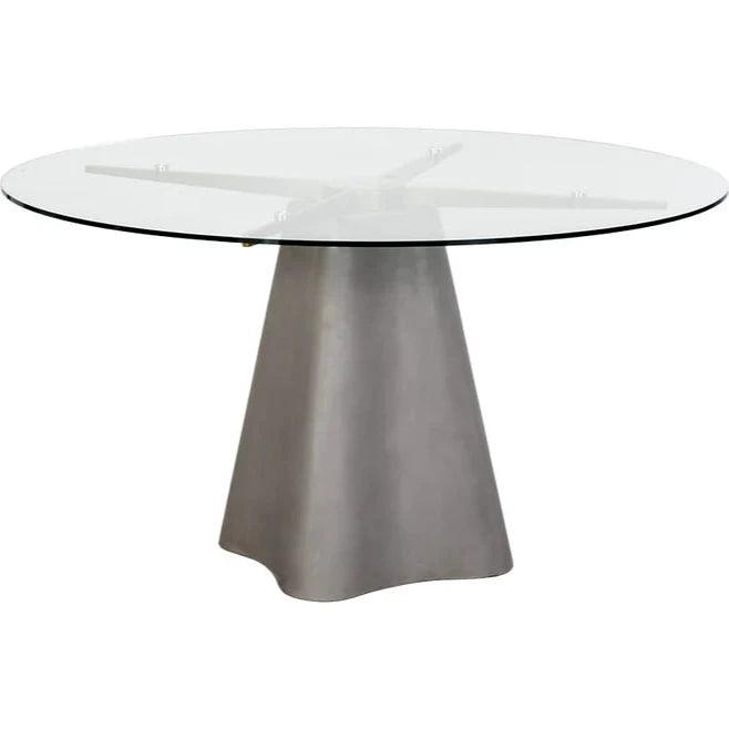 Moda Concrete Based Glass Round Dining Table