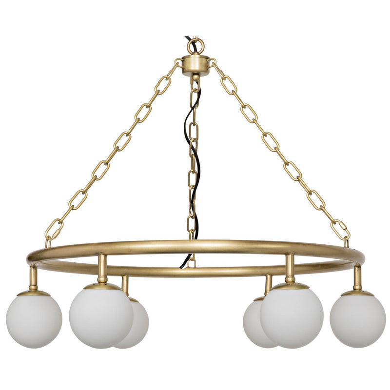 Modena Metal Small Chandelier With Brass Finish-Chandeliers-Noir-LOOMLAN