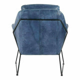 Modern Club Chair Blue Leather Armchair for Living Room Club Chairs LOOMLAN By Moe's Home