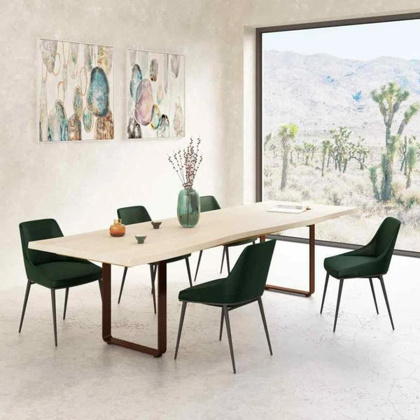 Modern Green Dining Chair in Green Velvet (Set Of 2) Dining Chairs LOOMLAN By Moe's Home