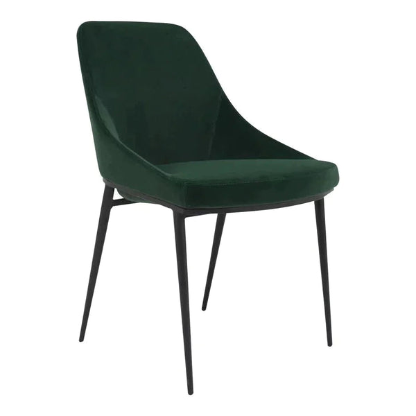 Modern Green Dining Chair in Green Velvet (Set Of 2) Dining Chairs LOOMLAN By Moe's Home